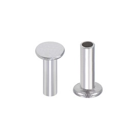 uxcell 100 Pcs 2mm x 6mm Aluminum Flat Head Semi-Tubular Rivets Silver Tone