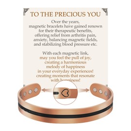 Feraco Copper Bracelet for Men Women, 12X Enhanced Strength Magnetic Bracelet with 3800 Gauss Neodymium Magnets, Pure Copper Cuff Bangle, Adjustable Jewelry Gift (Black Pulse)