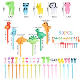 YHUIKXIN Pack of 90 Food Picks Fruit Forks Animal Food Skewers for Children Bento Box Accessories for Bento Lunch Decoration