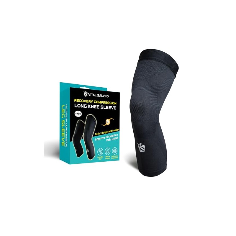 Vital Salveo-Sports and Outdoor Compression Long Knee Sleeve Support- Germanium
