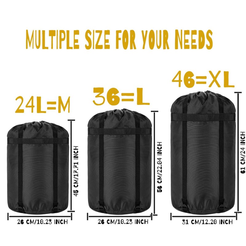 Borogo Compression Stuff Sack, 24L/36L/46L Sleeping Bags Storage Stuff Sack