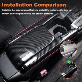 ATNVIDSG Center Console Armrest Box Panel Protect Decorate Covers Compatible with Honda Civic 10th Generation 2016-2021 Center Console Armrest Box Protective Cover Carbon Fiber Style (3PCS)