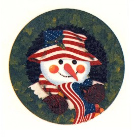 Captive Decals Christmas Patriotic Snowman Leaves 1 pc 8" Overglaze Waterslide Ceramic Decal
