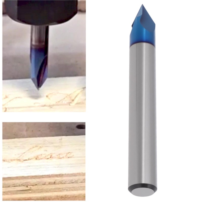 EMSea 60 Degree 3-Flute V Router Bit 1/4 Inch Handle