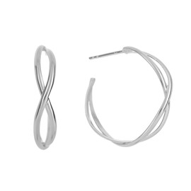 Silverly Women's .925 Sterling Silver 25 mm Double Overlapping Hoop Earrings, Sterling Silver