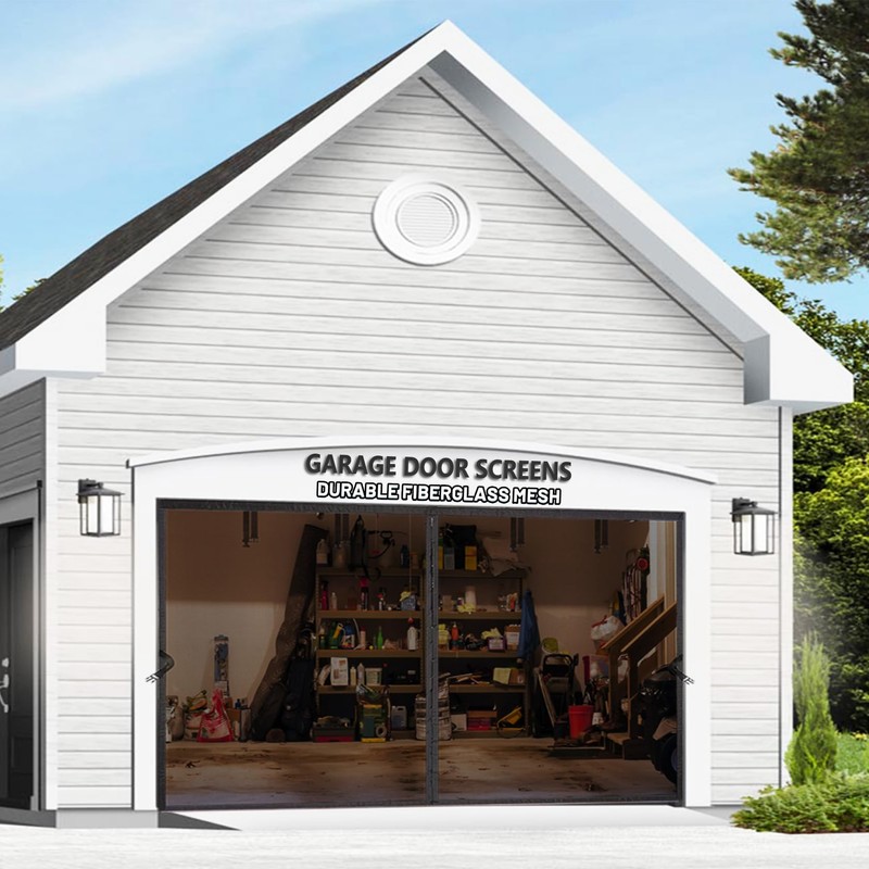 SANJINFON Garage Door Screen for 2 3 Car Garage 17x9