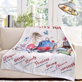 Bnhjsdw Nurse Appreciation Gift Throw Blanket 50"x60" - for Nurse Week, Graduation, Retirement, Thanksgiving - RN, LPN, Practitioner, Nursing Students