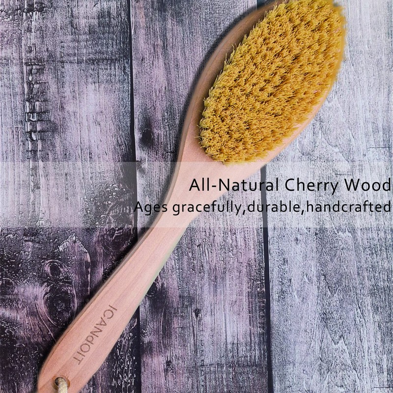 ICANdOIT Very Stiff Dry Brushing Body Brush for Men&Women, Long