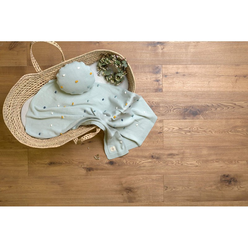 LÄSSIG Baby’s Knitted Blanket - 100% Organic Cotton, GOTS-Certified mint
