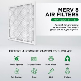 Filters Delivered 16x20x1 MERV 8 Pleated AC Furnace Air Filters. 6 Pack. Made in USA