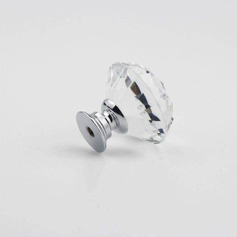 MDPLY 10 Pack Crystal Cabinet Knobs 30mm Diamond Glass Pulls
