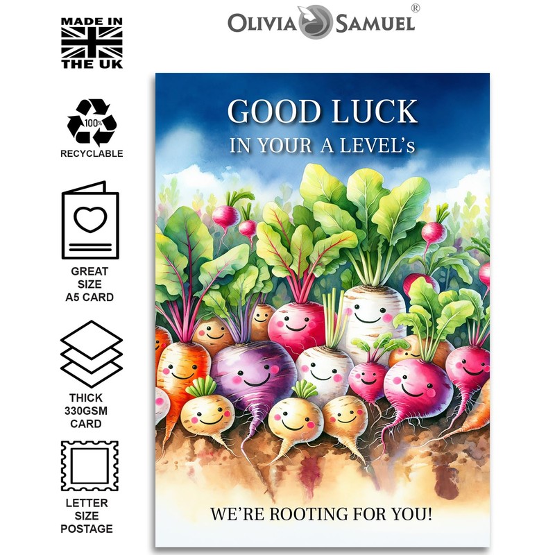 A Levels Good Luck Card - Rooting for You Design