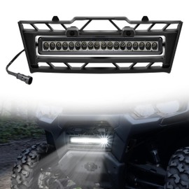 SLORIMOD Front Mesh Grille with LED Light for Can-Am Defender HD9 HD7 HD10 2020-2025 Accessories, PP Plastic Radiator Screen with Adjustable Accent Spotlight Bars and Matte Finish