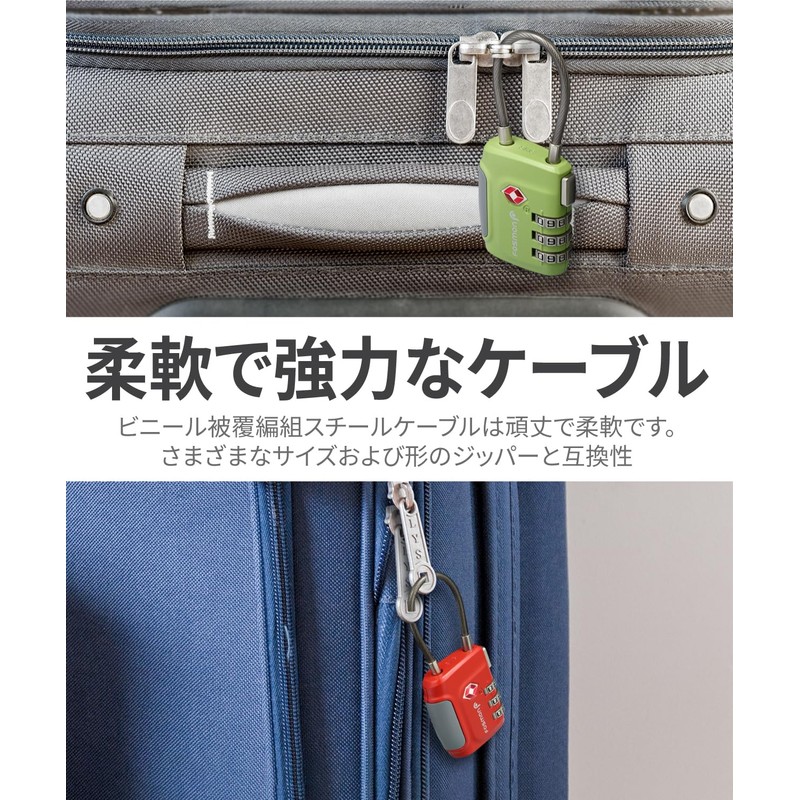Fosmon (Set of 4) TSA Lock, Wire Lock, Padlock, Key,