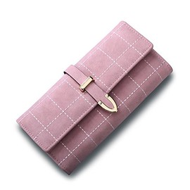 DUOBAGMA Women's Purse, Large, PU Leather, Long Clutch Purse, pink, Casual