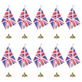 NUOBESTY 48 Pcs Uk Flag Set Round Base Flags and Britain Flags Home Office Decor Made of Strong Polyester Double-stitched Edges
