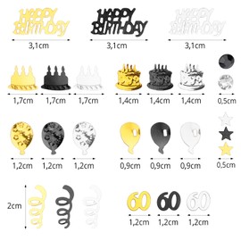 GoldRock Confetti 60th Birthday Decoration, 60th Birthday Decoration Confetti Gold Black, Table Decoration Birthday 60, Glitter Confetti Confetti Confetti Decoration Birthday Woman Man for Wedding