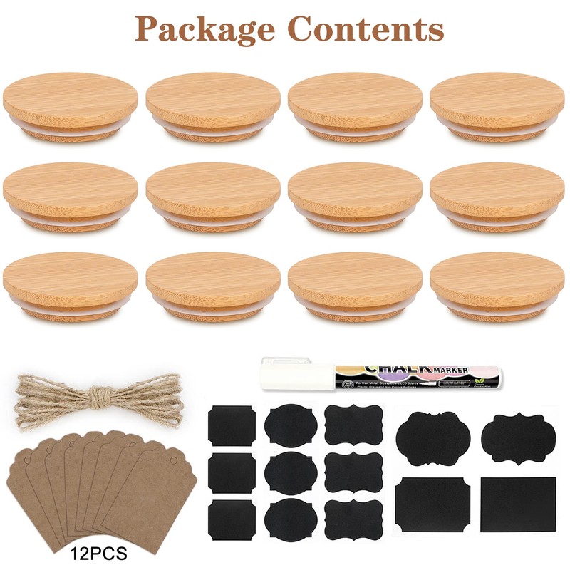 Oui Yogurt Lids Set - Bamboo & Wooden, Silicone Sealed,