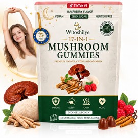 17-in-1 Mushroom Gummies High Strength, 2026 New Mushroom Supplement with Lion’s Mane, Reish, Ashwagandha, Enhance Focus & Immunity & Energy, for Women and Men, Vegan, Raspberry Flavor (60 Gummies)