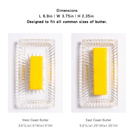 Clear Glass Butter Dish with Lid, Crystal Glass Covered Butter Stick Holder Tray, Kitchen Countertop Butter Storage Container for Fridge