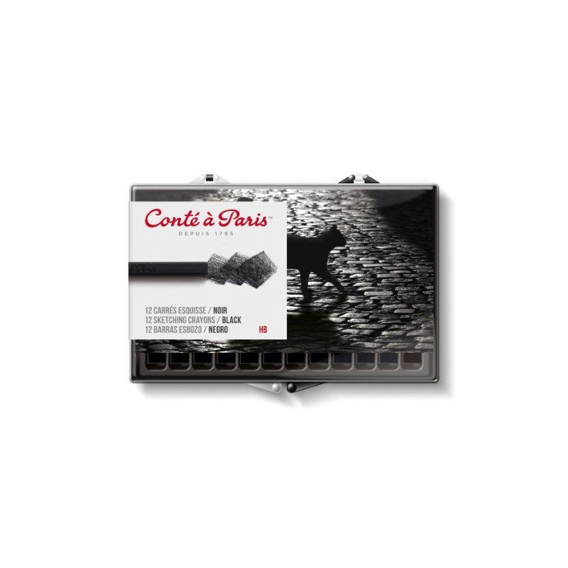 Conté à Paris Sketching Carre Crayons - Black HB (Pack