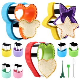 Sandwich Cutter for Kids, 12Pcs Sandwich Cutter & Sealer Set, Uncrustables Sandwich Maker, Cookie Cutters for Kids Lunch Bento Box - Vegetable Fruit Shape Cutter Set