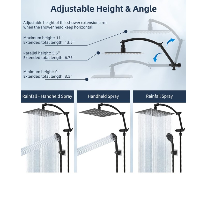 Hibbent All Metal Shower Head, 8'' High Pressure Rain Shower