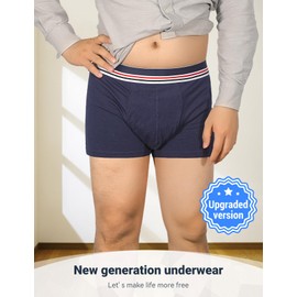 Carer 3 Pack Men's Incontinence Boxer Brief Washable Light & Thin Cotton Incontinence Pants with 80 ML Absorbent Pad Prevents Bladder Leaks Designed for Mild Incontinence Blue M