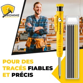 Dromme Professional Construction Site Pencil [+ 7 Leads Multi Holder + Sharpener + Ergonomic Handle] Extendable Lead Pencil - Perfect Tool for Crafts