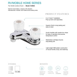 Laguna Brass 2000AWT RV Mobile Home Non-Metallic Centerset Lavatory Faucet, White Finish