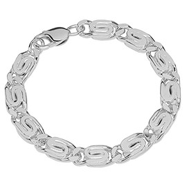 NKlaus Men's Bracelet 925 Sterling Silver 22 cm S Curb Chain Diamond-Coated 12292, Sterling Silver
