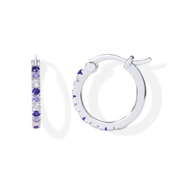 PAVOI Rhodium Plated 925 Sterling Silver Post Purple Ombre Cubic Zirconia Hoop Earrings for Women | Colored Cubic Zirconia 15mm Hoops