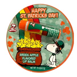 Lotta Luv PEANUTS Lip Balm SNOOPY Green Apple Flavor HAPPY ST. PATRICK'S DAY HTF