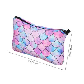 BESPORTBLE Toiletry Bag Makeup Organizer Unique Mermaid Print Travel Zipper Makeup Brush Pouch for Women Easy to Clean Polyester Cosmetic Storage