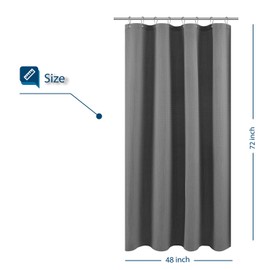 Barossa Design Stall Shower Curtain Fabric 48 x 72 inch, Waffle Weave, Hotel Luxury Spa, 230 GSM Heavy Duty, Water Repellent, Machine Washable, Gray Pique Pattern Decorative Bathroom Curtain