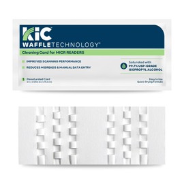 KICTeam - Waffletechnology Cleaning Cards for MICR Check Readers (15 Cards) - Presaturated with Quick Drying Solution - Made in USA