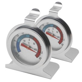 Alnicov 2pcs Fridge Freezer Refrigerator Thermometer Room Mechanical Thermometer Stainless Steel Thermometer for Home Bars Cafes