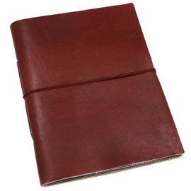 Gusti Mila Leather Photo Album, Handmade Paper, Brown Leather