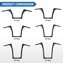XFMT Motorcycle Black 14" Rise Batwing APE Handlebar 1-1/4" Hangers Bar For Harley Sportster XL Softail Dyna Road King