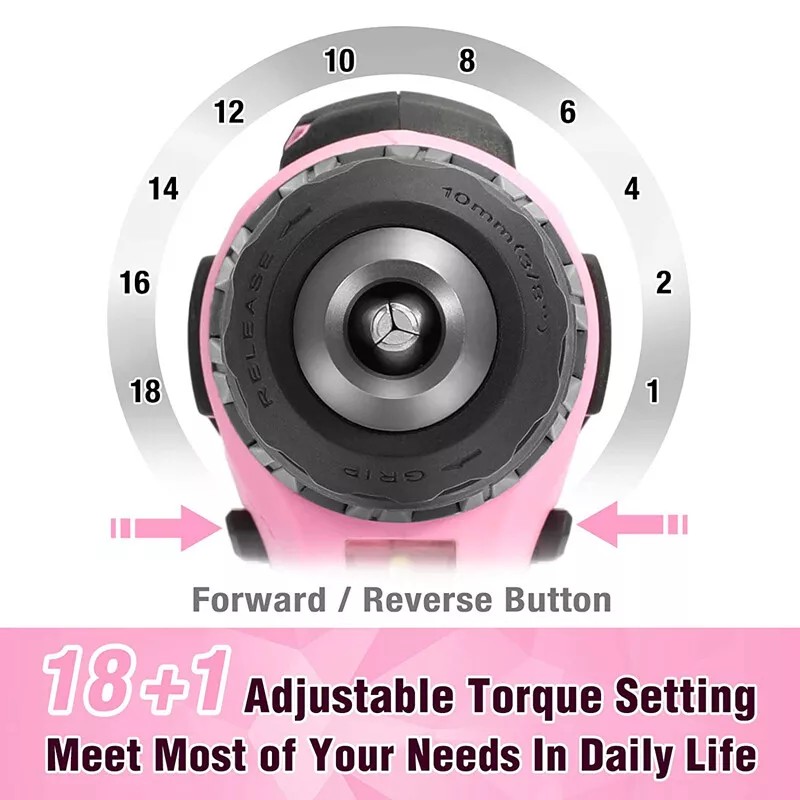 WORKPRO 20V Cordless Drill Driver Set 3/8" Keyless Chuck w/Battery