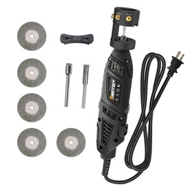 3mirrors ALUMINUM Tungsten Electrode Sharpener Grinder,TIG Welding Rotary Tool 4 Holes Single Column w/Flat Grinding Block, Multi-Angle Offsets,5 Sand Wheels, 2 Mandrels