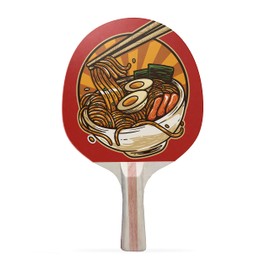 TigerTail Sports Ramen Soup Colorful Design Ping Pong Paddle, Premium 5 Ply Table Tennis Racket (Black on Back)