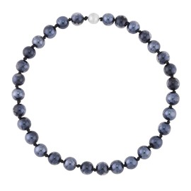 Shop LC Black Color Glass Beads Silvertone Beaded Necklace for Women Jewelry Gifts for Women Size 20" Christmas Gifts