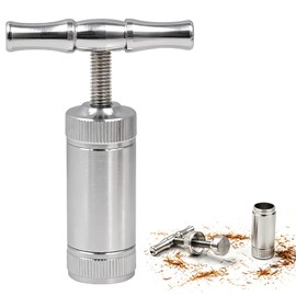 Zatixbu Pollen Press Tool, Heavy Duty Kief Presser with Aluminium Alloy, T Shape Handle Spice Crusher for Pressing Herb Spice Hay (Silver)