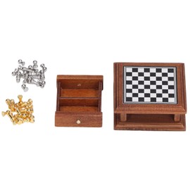 Chess Set Dollhouse Decoration, Miniature Chess Set 1:12 Exquisite Mini Chess Set Mini Household Decoration Home for Chess Playing Dollhouse Decoration