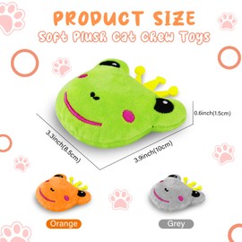 Andiker Cat Catnip Toys, 3Pcs Cat Interactive Toys for Indoor Cats, Soft Plush Kitten Chew Toys with Crinkle Paper for Relieve Stress, Reduce Boredom, Teething (Frog)
