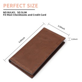 FALAN MULE Long Wallet for Men Leather Bifold Card Holder Slim Wallet with ID Window