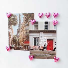 Janlifian 16PCS Pink Fridge Magnets Cute Love Heart Magnet Set 2.1cm Small Heart Decorative Magnets Funny Home Kitchen Refrigerator Office Whiteboard Magnetic Stickers Decoration