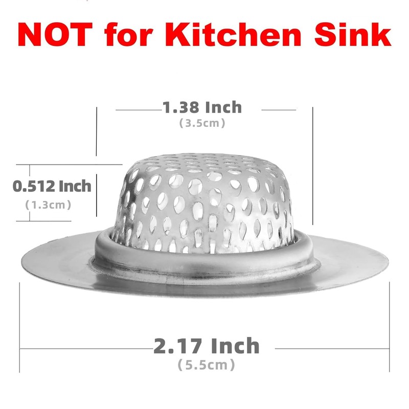 3-Pack Stainless Steel Sink Strainer (2.25"/5.5 cm Top) for Bathroom/Laundry/RV