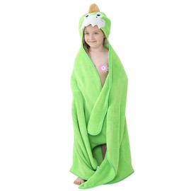 COOKY.D Baby Bath Towels with Hood Ultra Soft Large Animal Baby Blanket for Boy and Girls, Perfect, 135x80cm, 0-9 Years, Green Dinosaur